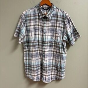 Outdoor Research Mens Plaid Hemp Organic Cotton Short Sleeve Button Shirt Size L